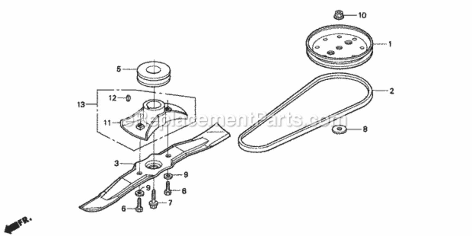 Rotary Blade + Driven Pulley Diagram and Parts List for HRS216K4 Type PDAAVIN# MZBZ-6400001 Honda Lawn Mower