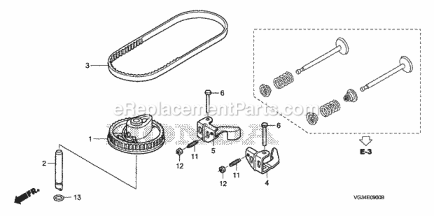 Camshaft Diagram and Parts List for HRS216K4 Type PDAAVIN# MZBZ-6400001 Honda Lawn Mower