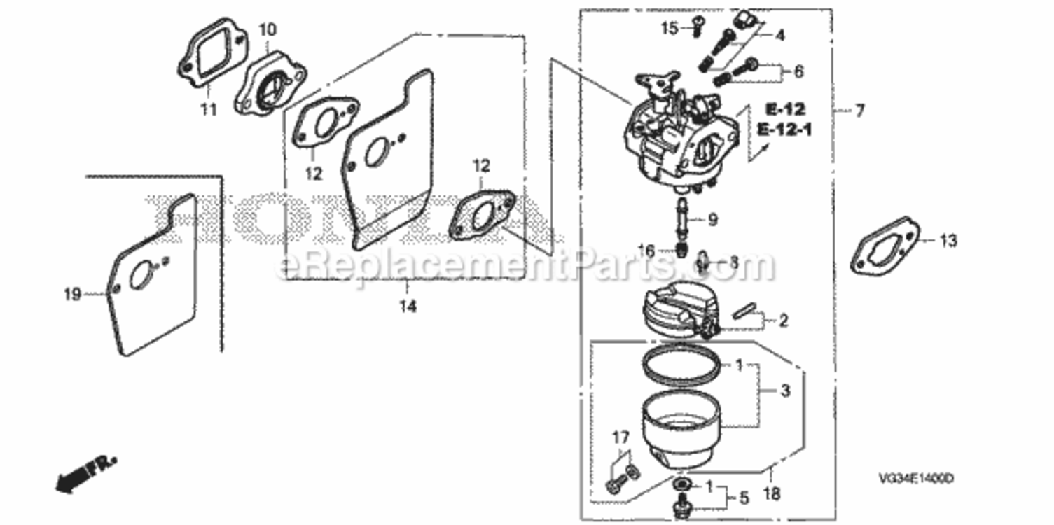 Carburetor Diagram and Parts List for HRS216K4 Type SDAAVIN# MZBZ-6400001 Honda Lawn Mower