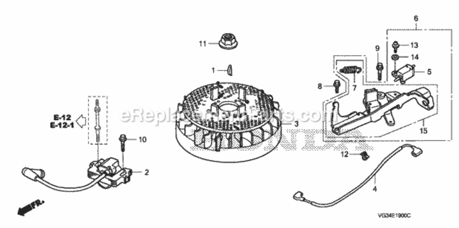 Flywheel Diagram and Parts List for HRS216K4 Type SDAAVIN# MZBZ-6400001 Honda Lawn Mower