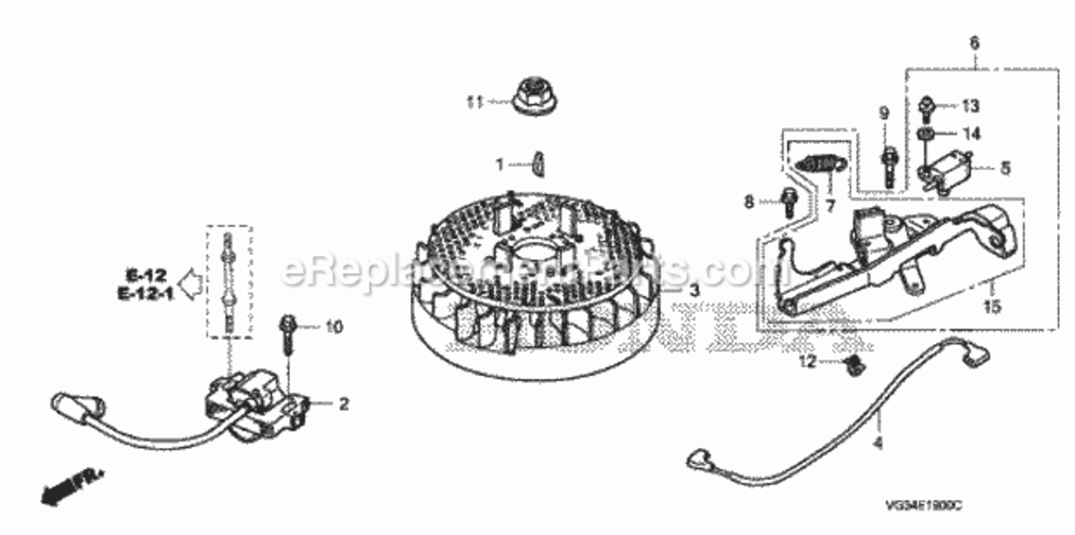 Flywheel Diagram and Parts List for HRS216 Type SDAVIN# MZBZ-6000001 to MZBZ-6065864 Honda Lawn Mower