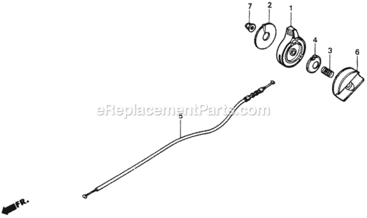 Throttle Lever Diagram and Parts List for HRS21 Type SAVIN# VA2-6000001 Honda Lawn Mower