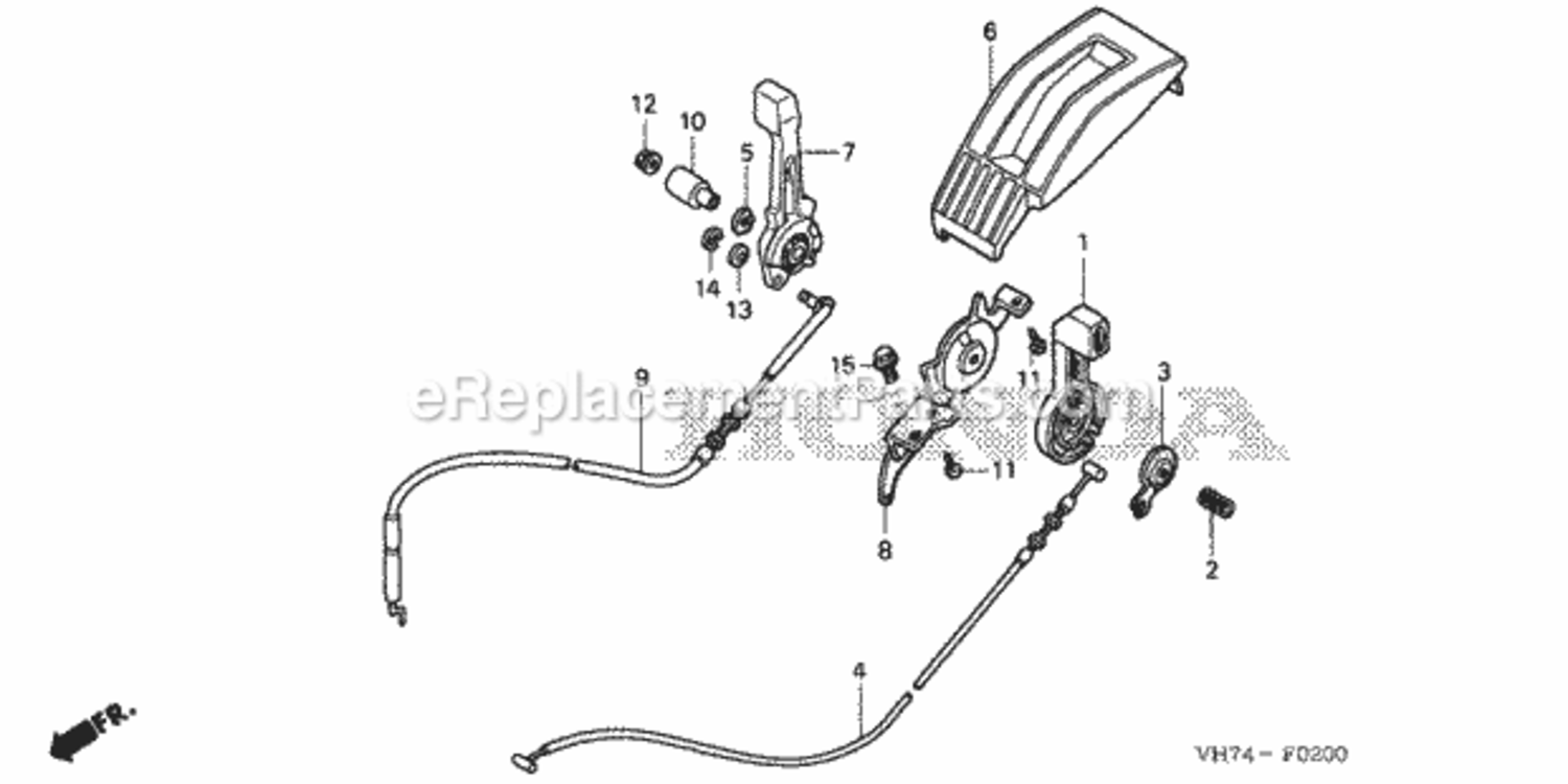 Throttle Lever 1 Diagram and Parts List for HRX217K1 Type TDAVIN# MAGA-1400001 to MAGA-1499999 Honda Lawn Mower