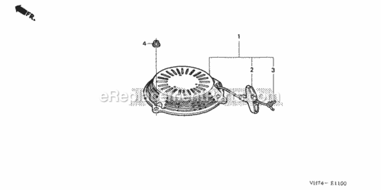 Recoil Starter Diagram and Parts List for HRX217K2 Type HXAAVIN# MAGA-1500001 Honda Lawn Mower