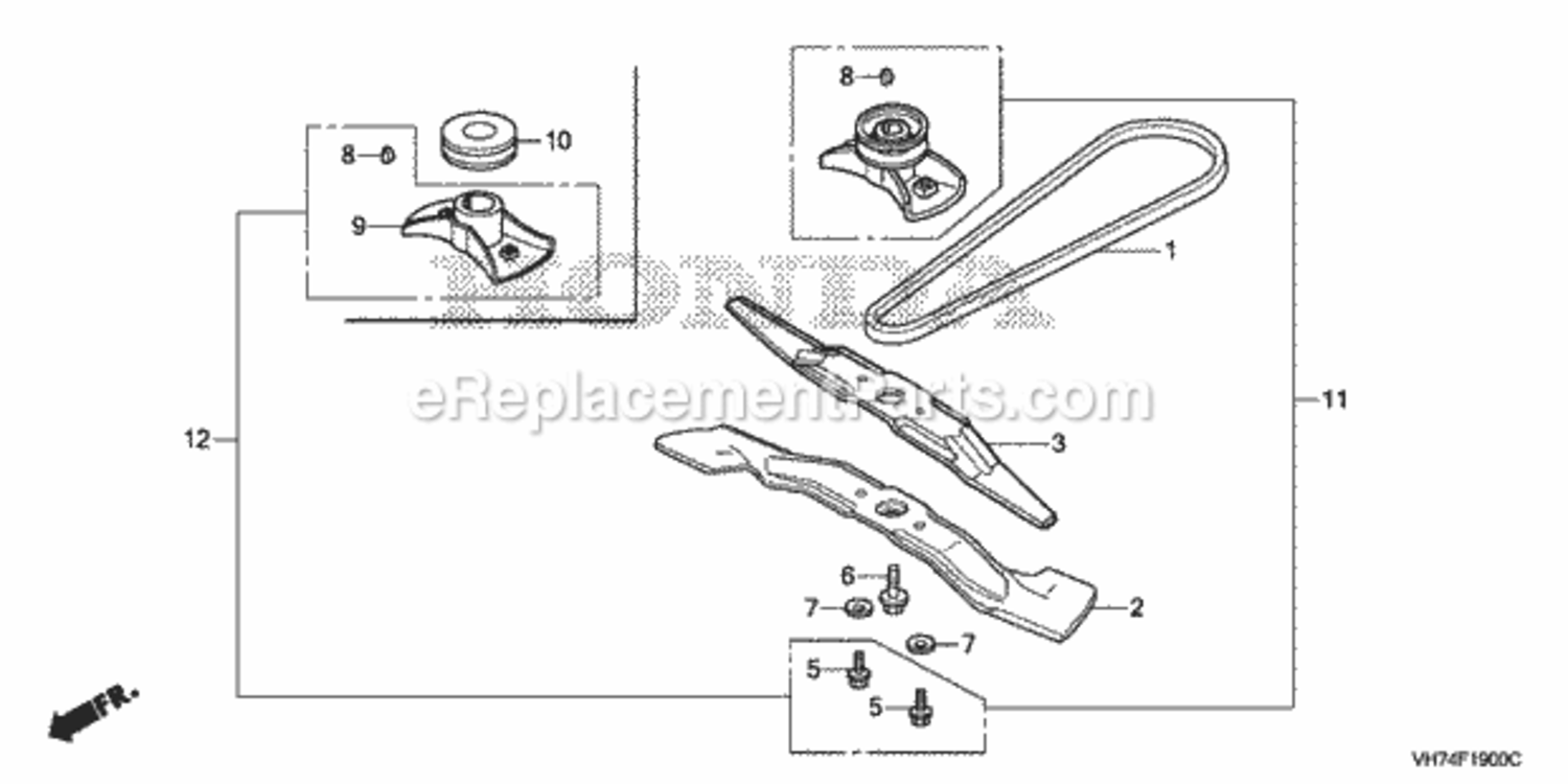 Rotary Blade 1 Diagram and Parts List for HRX217K2 Type VKAAVIN# MAGA-1500001 Honda Lawn Mower