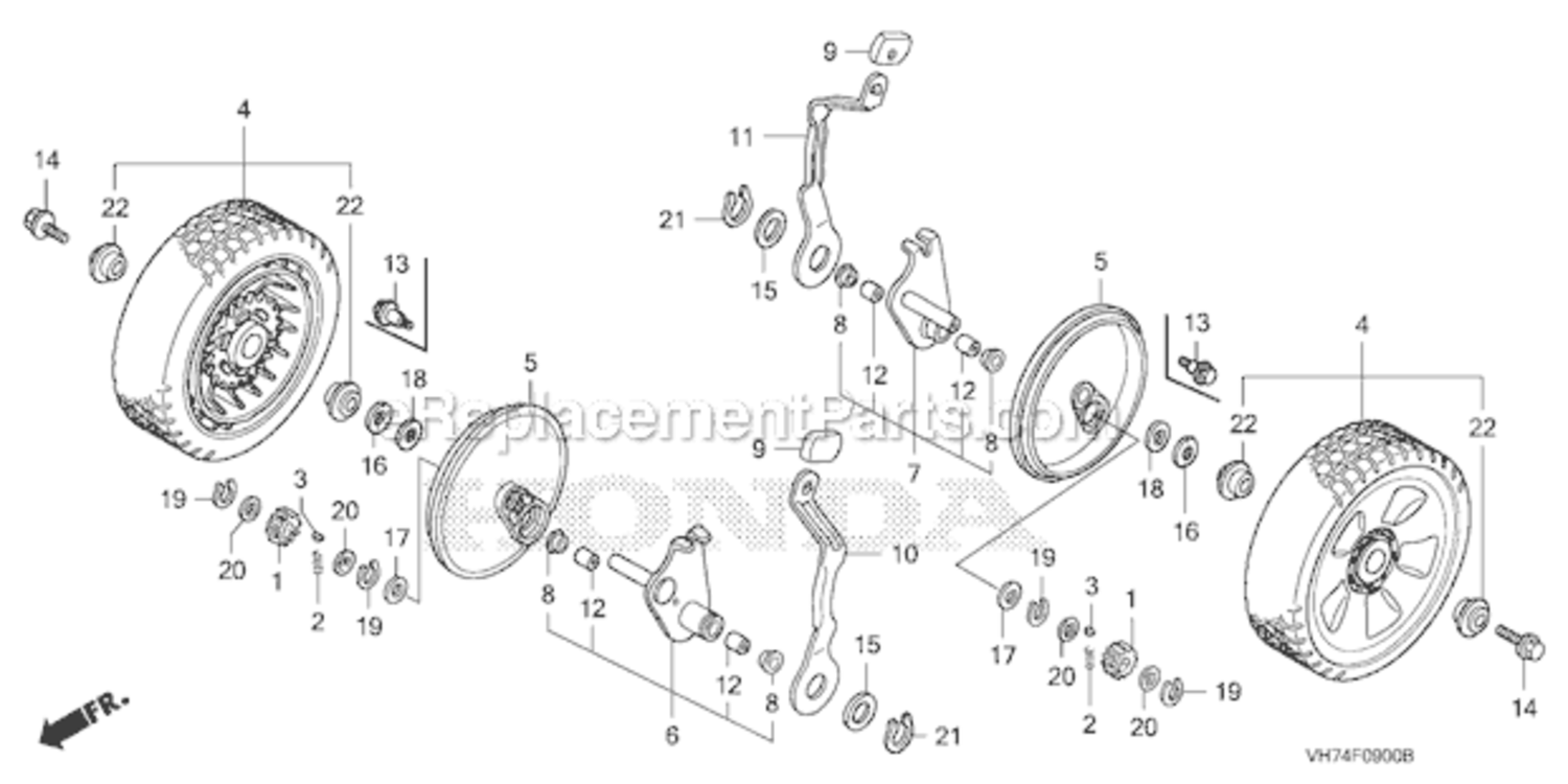 Rear Wheel Diagram and Parts List for HRX217K3 Type HYAVIN#MAGA 2020001 Honda Lawn Mower