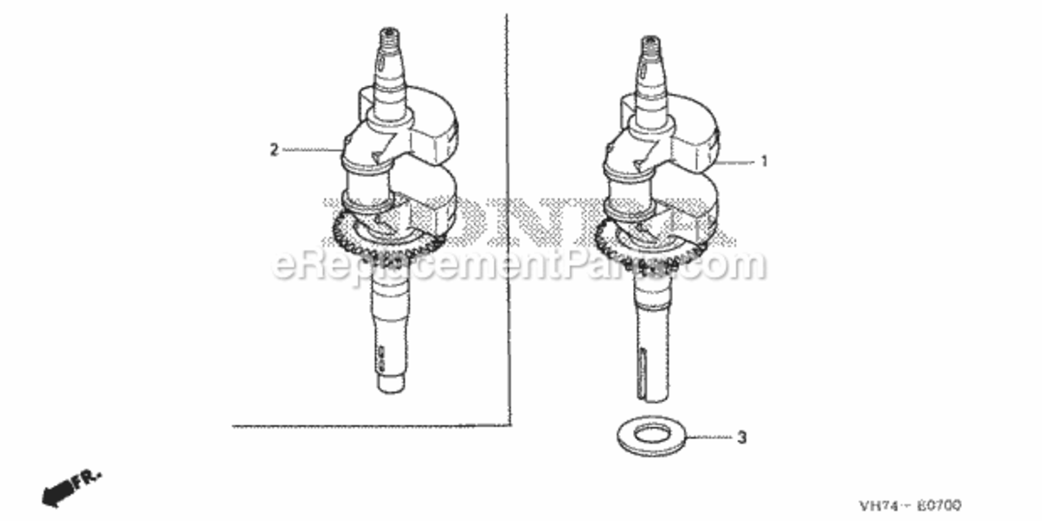 Crankshaft Diagram and Parts List for HRX217K3 Type HZAAVIN# MAGA-2020001 Honda Lawn Mower