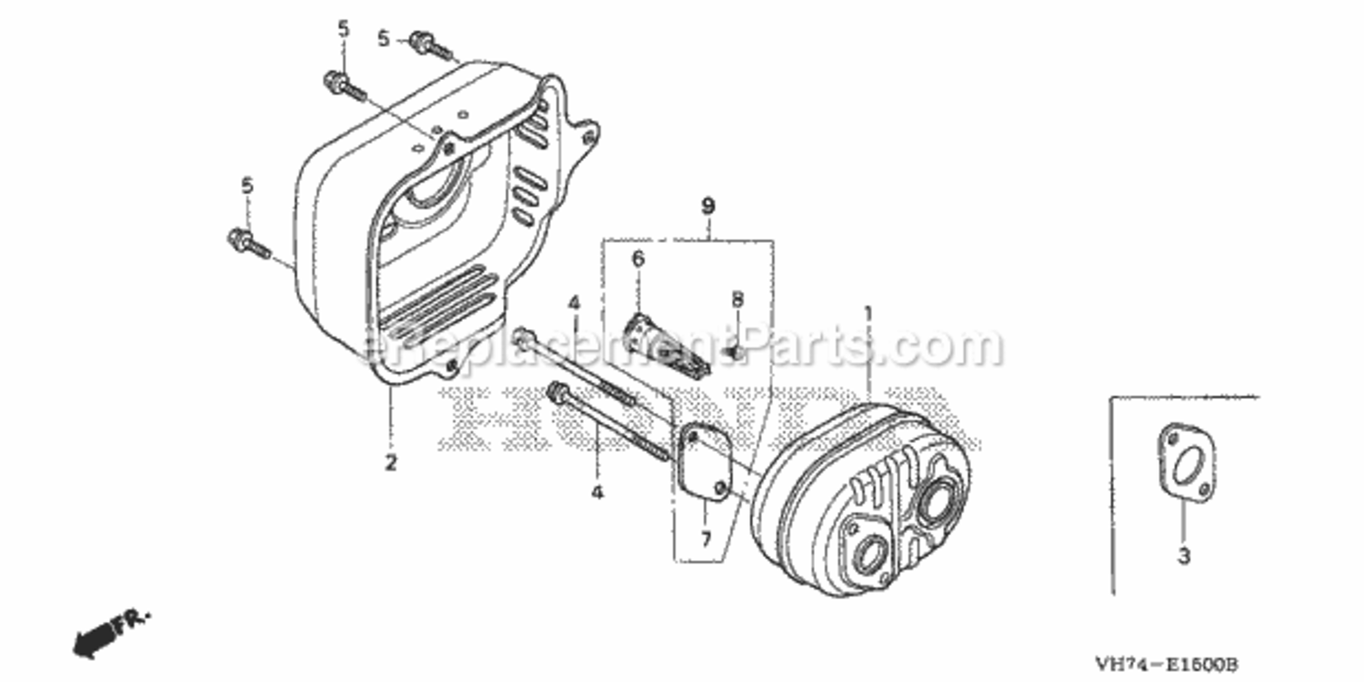 Muffler Diagram and Parts List for HRX217K3 Type VKAAVIN# MAGA-2020001 Honda Lawn Mower