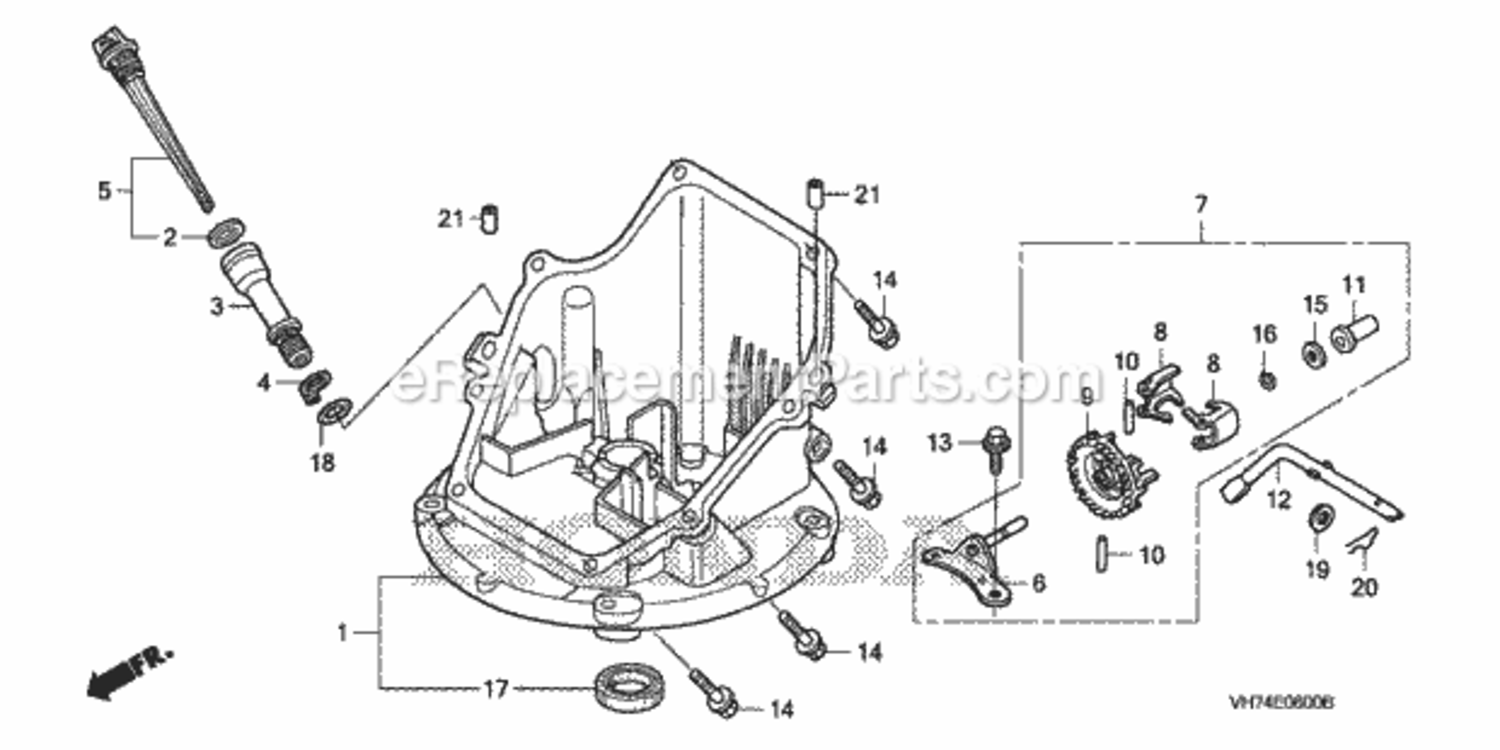 Oil Pan Diagram and Parts List for HRX217K3 Type VKAAVIN# MAGA-2020001 Honda Lawn Mower