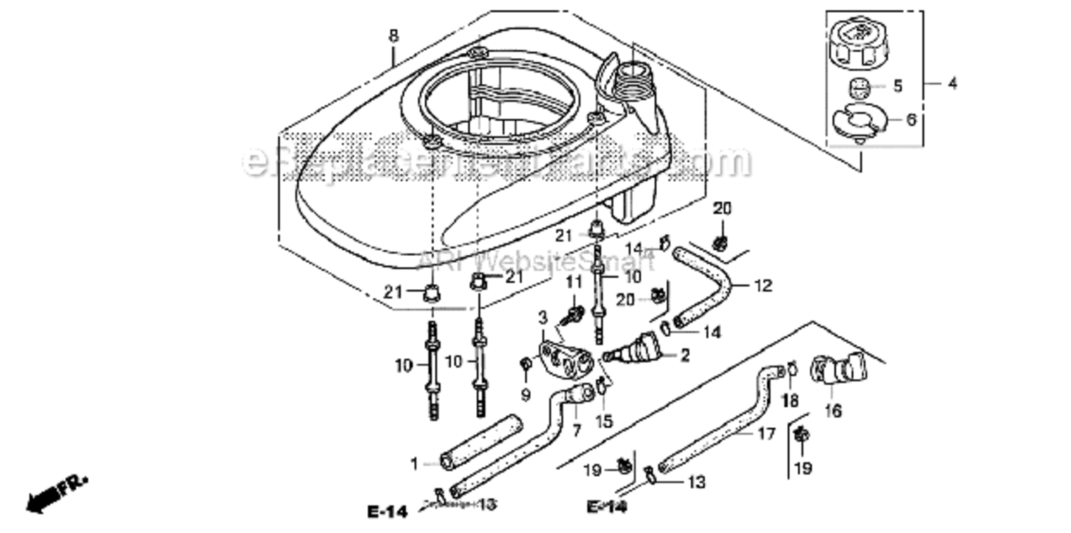 Page H Diagram and Parts List for HRX217 TDAVin#MAGA-1000001TOMAGA-1299999 Honda Lawn Mower