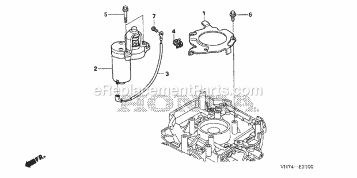 Starter Motor Diagram and Parts List for HRX217 Type HMAVIN# MAGA-1000001 to MAGA-1299999 Honda Lawn Mower