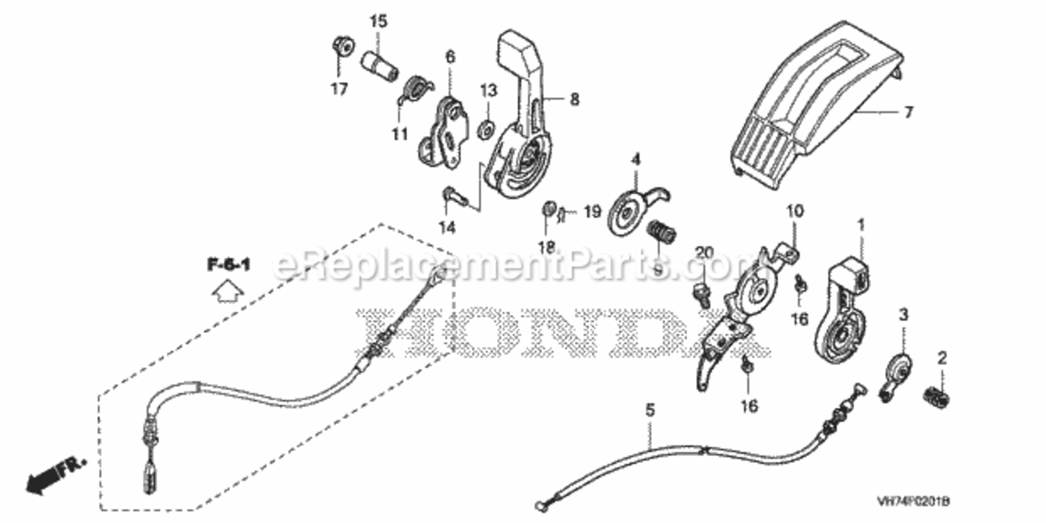 Throttle Lever 2 Diagram and Parts List for HRX217 Type HMAVIN# MAGA-1000001 to MAGA-1299999 Honda Lawn Mower