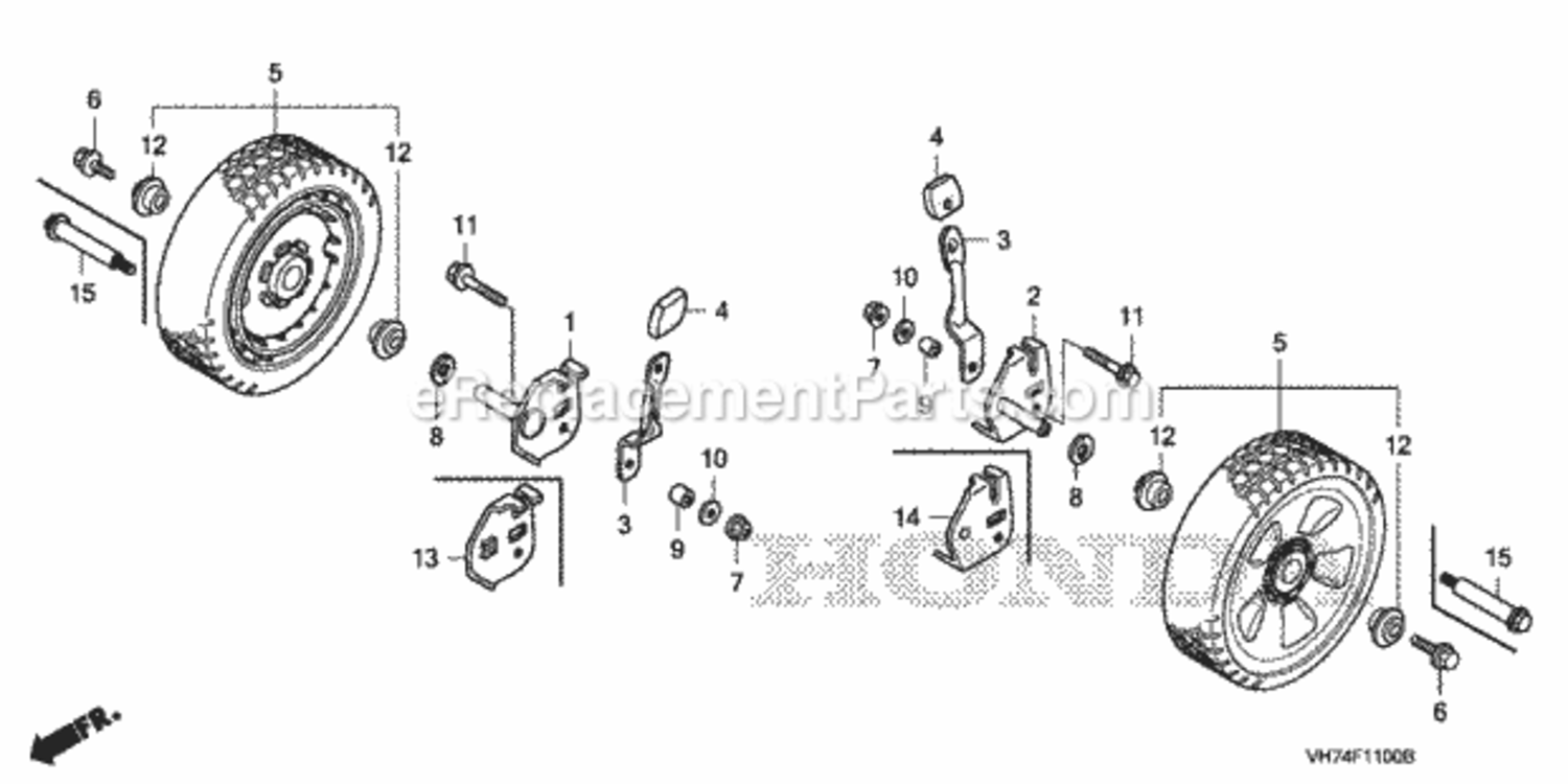 Part Location Diagram of 91561-VH7-000 Honda Collar, Fr. Arm