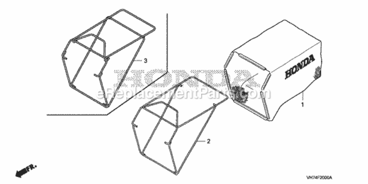 Part Location Diagram of 81330-VH7-D01 Honda Frame, Bag