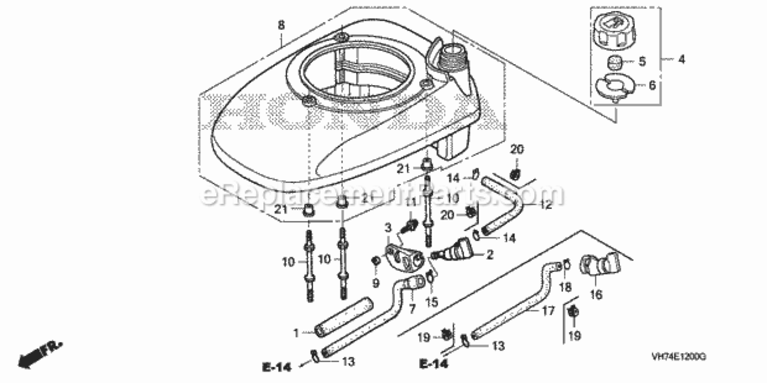 Fan Cover 1 Diagram and Parts List for HRX217 Type TDAVIN# MAGA-1000001 to MAGA-1299999 Honda Lawn Mower