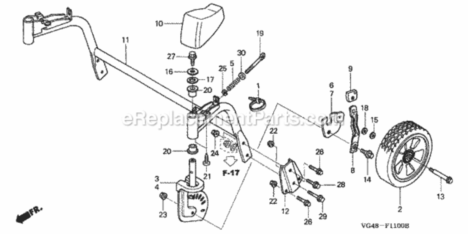 Front Wheel Diagram and Parts List for HRZ216 Type TDAAVIN# MAFA-1000001 Honda Lawn Mower