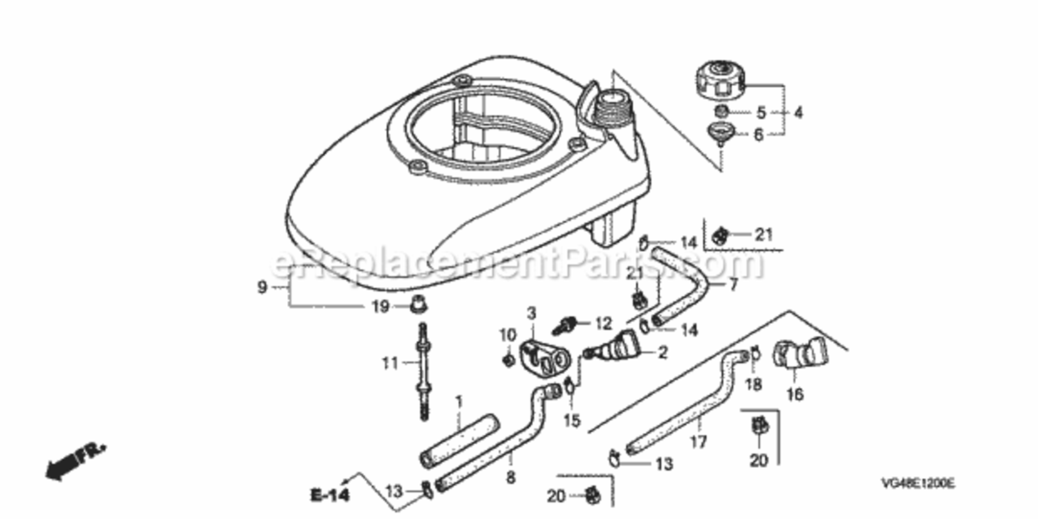 Fan Cover Diagram and Parts List for HRZ216 Type TDAAVIN# MAFA-1000001 Honda Lawn Mower