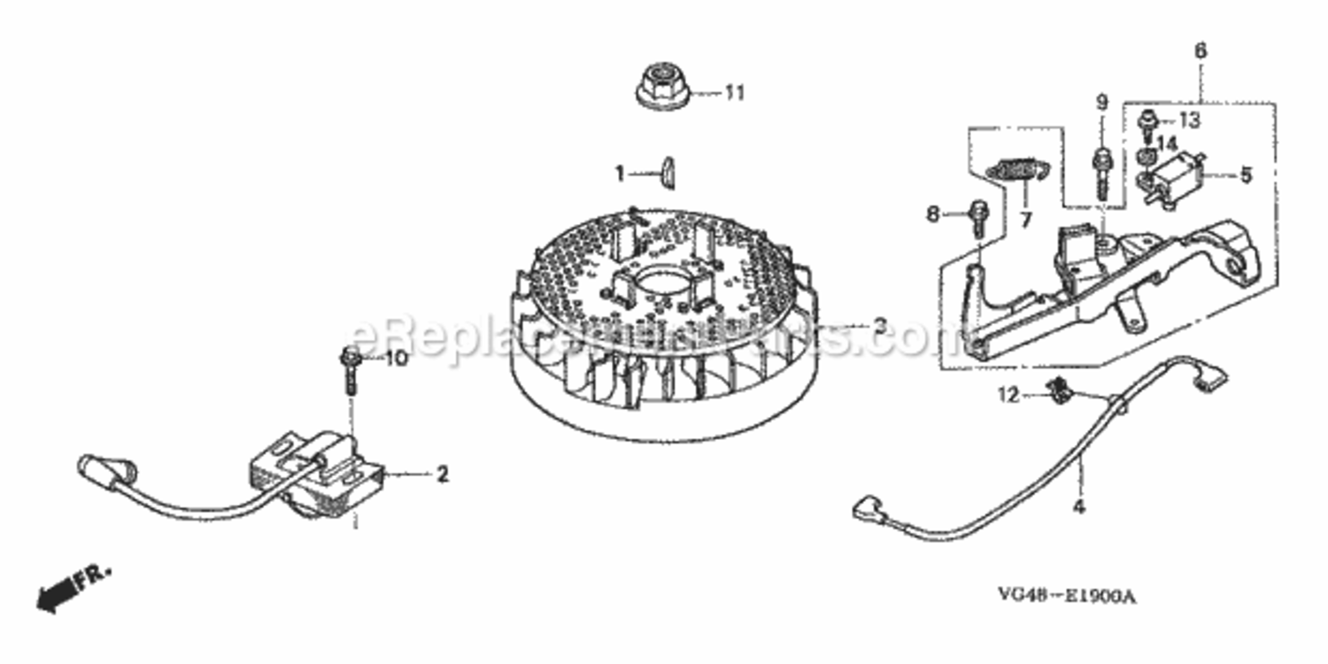 Flywheel Diagram and Parts List for HRZ216 Type TDAAVIN# MAFA-1000001 Honda Lawn Mower