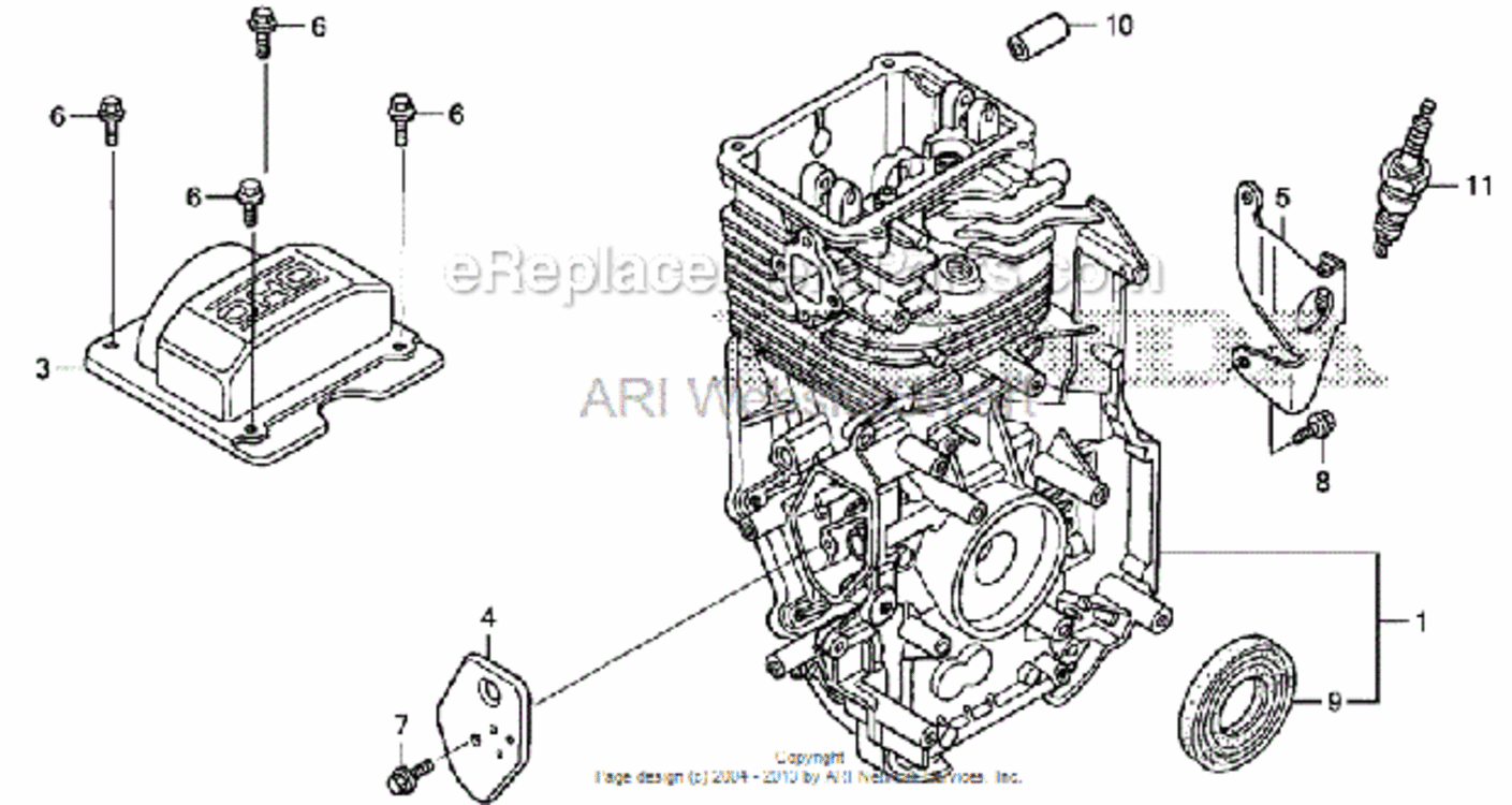 Cylinder Diagram and Parts List for HS520 Type AVIN# SZBG-6000001 to SZBG-6099999 Honda Snow Blower