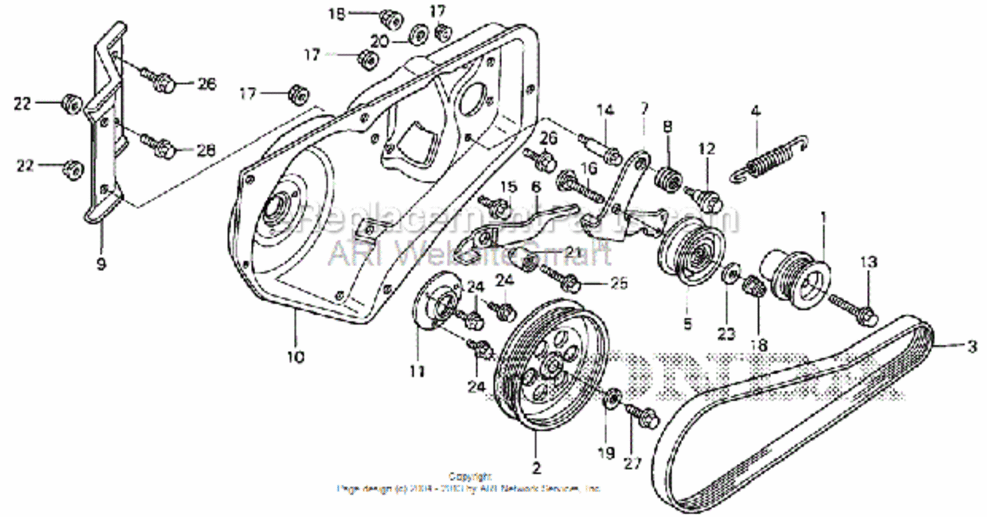 Drive Pulley Diagram and Parts List for HS520 Type AVIN# SZBG-6000001 to SZBG-6099999 Honda Snow Blower