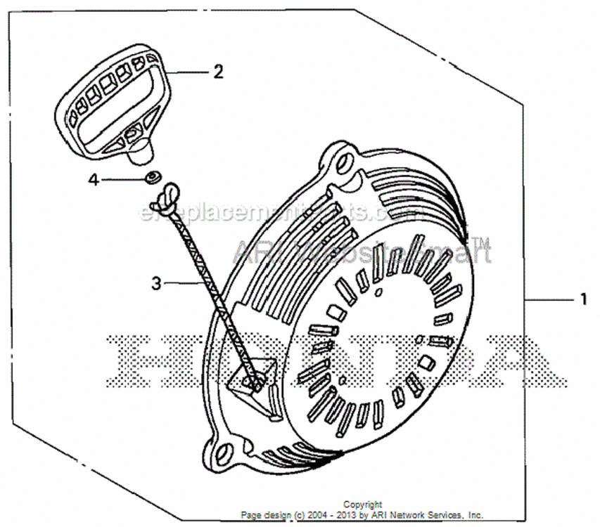 Recoil Starter Diagram and Parts List for HS520 Type AVIN# SZBG-6000001 to SZBG-6099999 Honda Snow Blower