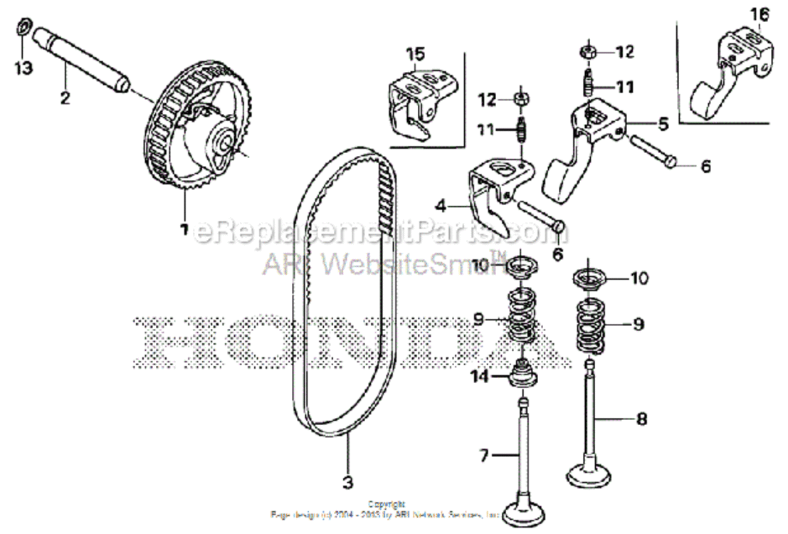 Camshaft Diagram and Parts List for HS520 Type AVIN# SZBG-6000001 to SZBG-6099999 Honda Snow Blower