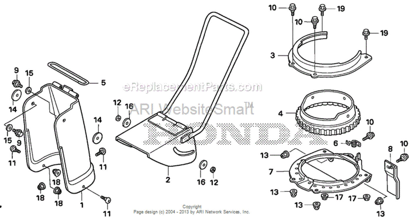 Chuter Diagram and Parts List for HS520 Type AVIN# SZBG-6000001 to SZBG-6099999 Honda Snow Blower