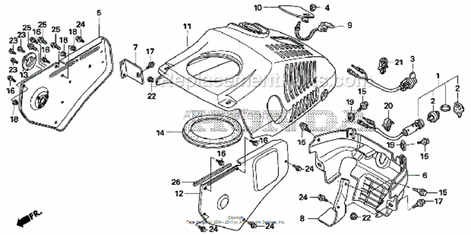Cover Diagram and Parts List for HS520 Type AVIN# SZBG-6000001 to SZBG-6099999 Honda Snow Blower