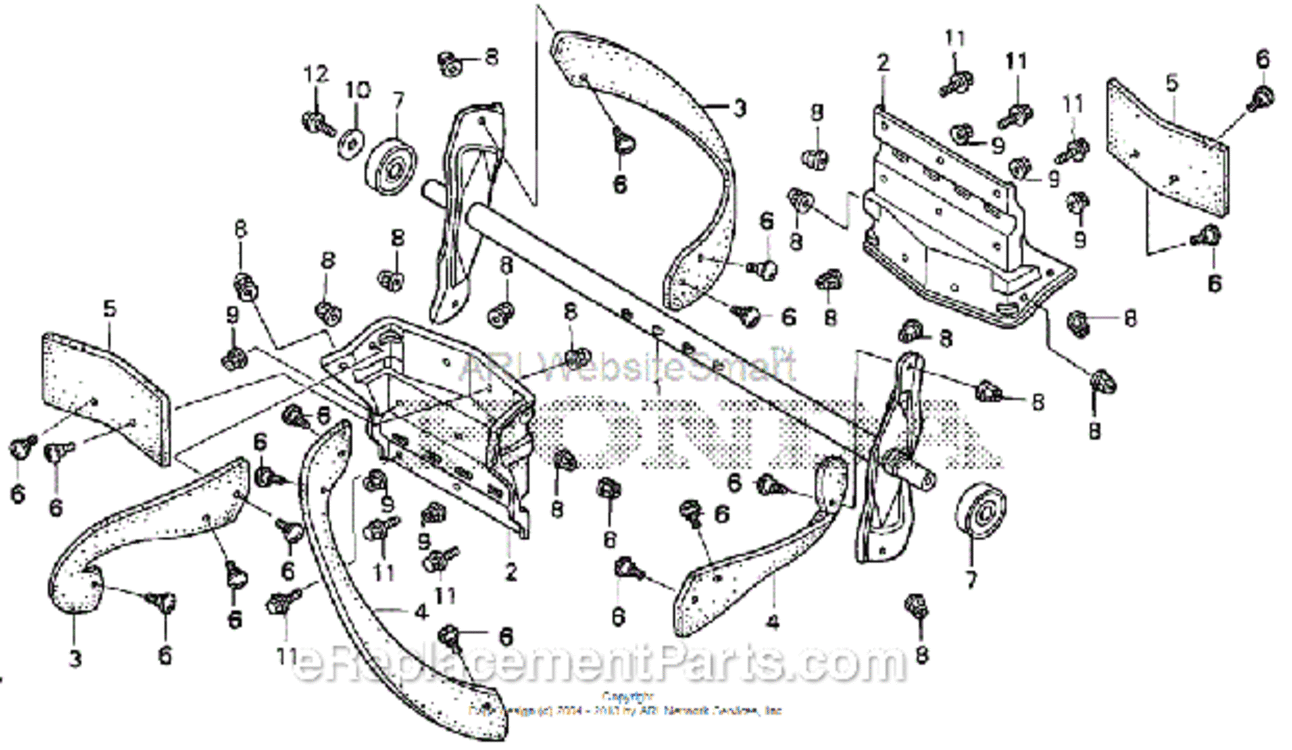 Auger Diagram and Parts List for HS520 Type AAVIN# SZBG-6000001 to SZBG-6699999 Honda Snow Blower
