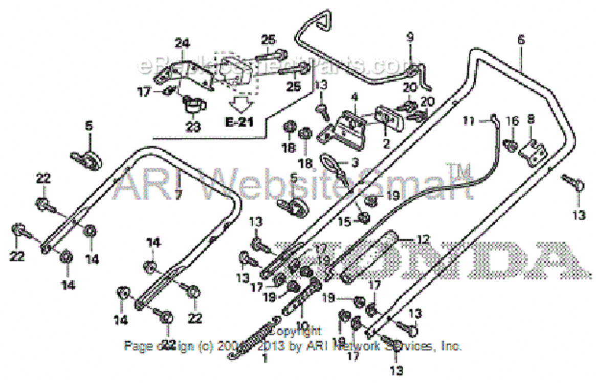 Handlebar Diagram and Parts List for HS520 Type AAVIN# SZBG-6000001 to SZBG-6699999 Honda Snow Blower