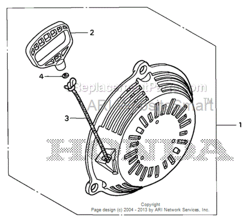Recoil Starter Diagram and Parts List for HS520 Type AAVIN# SZBG-6000001 to SZBG-6699999 Honda Snow Blower