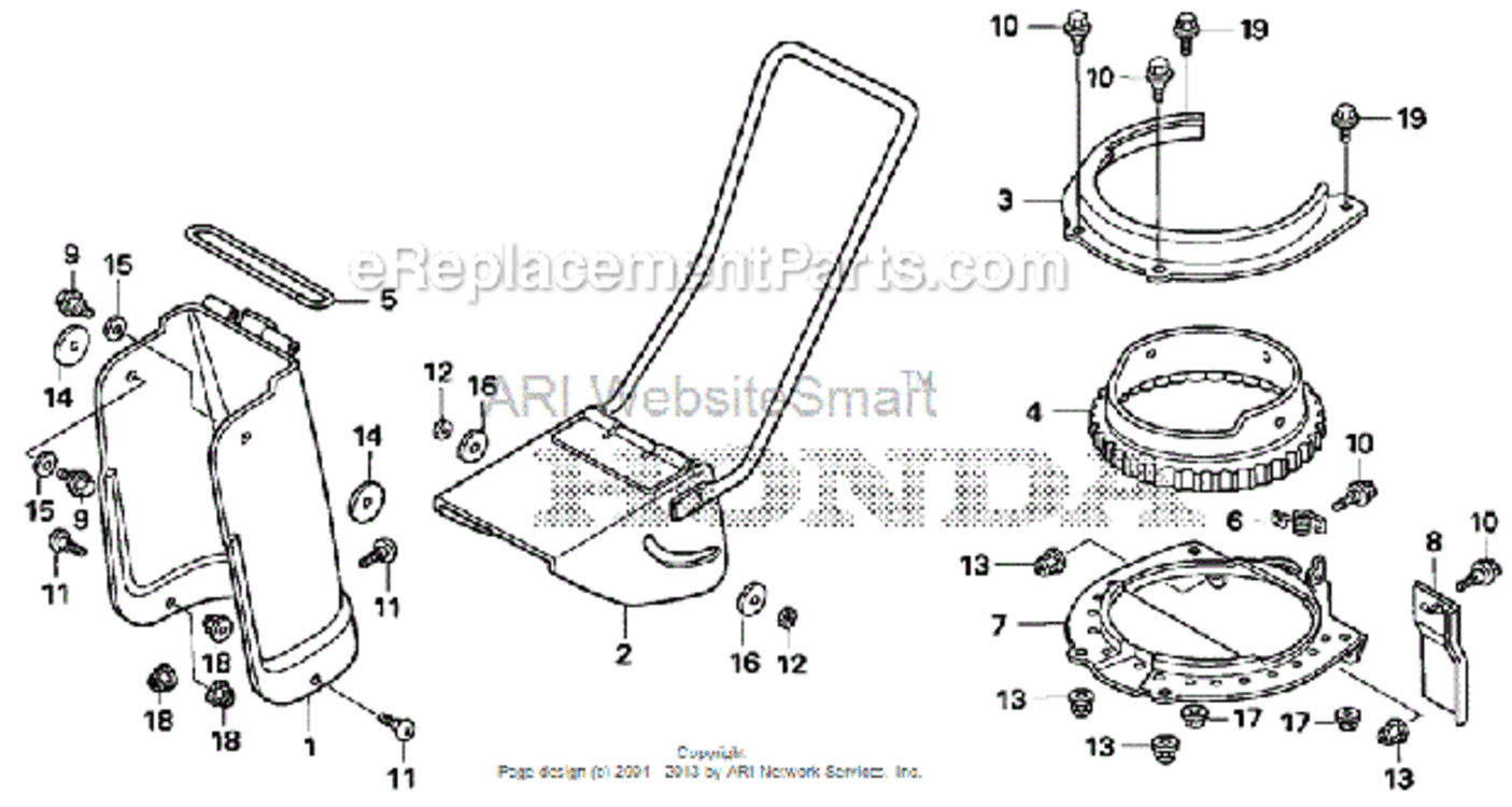 Chuter Diagram and Parts List for HS520 Type AAVIN# SZBG-6000001 to SZBG-6699999 Honda Snow Blower
