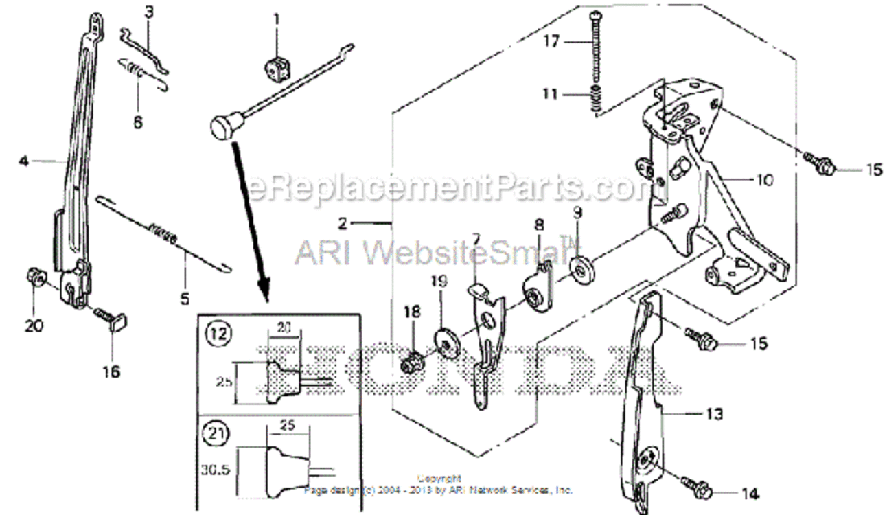 Control Diagram and Parts List for HS520 Type AAVIN# SZBG-6000001 to SZBG-6699999 Honda Snow Blower
