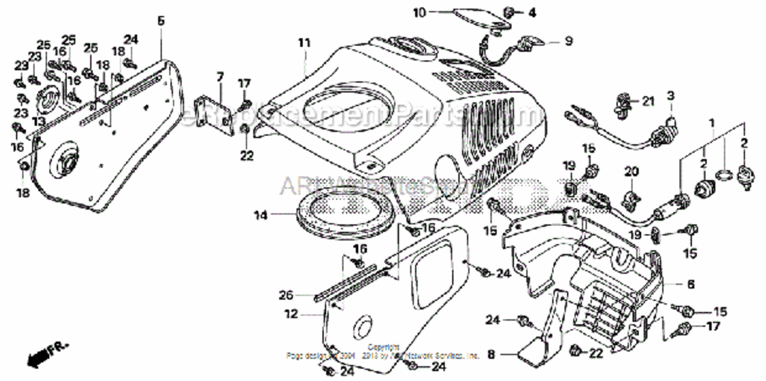 Cover Diagram and Parts List for HS520 Type AAVIN# SZBG-6000001 to SZBG-6699999 Honda Snow Blower