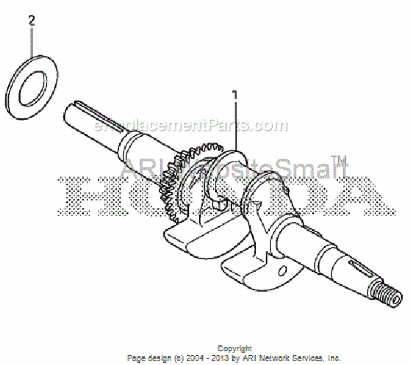 Crankshaft Diagram and Parts List for HS520 Type ASVIN# SZBG-6000001 to SZBG-6099999 Honda Snow Blower