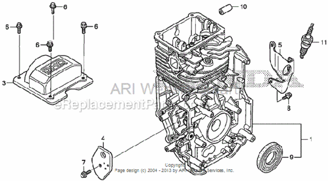 Cylinder Diagram and Parts List for HS520 Type ASVIN# SZBG-6000001 to SZBG-6099999 Honda Snow Blower