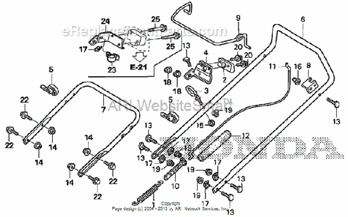Handlebar Diagram and Parts List for HS520 Type ASVIN# SZBG-6000001 to SZBG-6099999 Honda Snow Blower