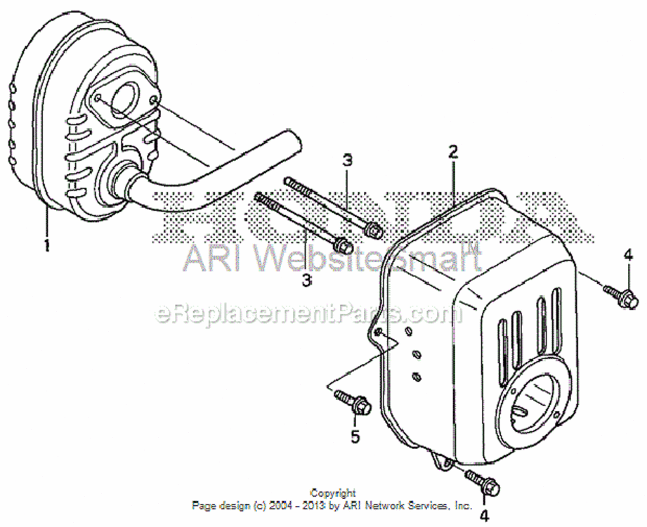 Muffler Diagram and Parts List for HS520 Type ASVIN# SZBG-6000001 to SZBG-6099999 Honda Snow Blower