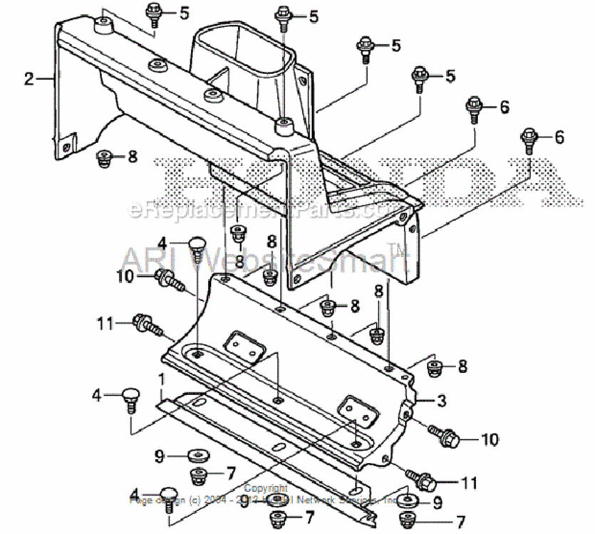 Auger Housing Diagram and Parts List for HS520 Type ASVIN# SZBG-6000001 to SZBG-6099999 Honda Snow Blower