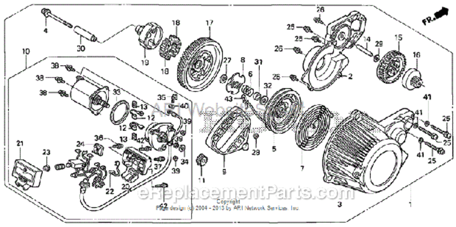 Recoil Starter Diagram and Parts List for HS520 Type ASVIN# SZBG-6000001 to SZBG-6099999 Honda Snow Blower
