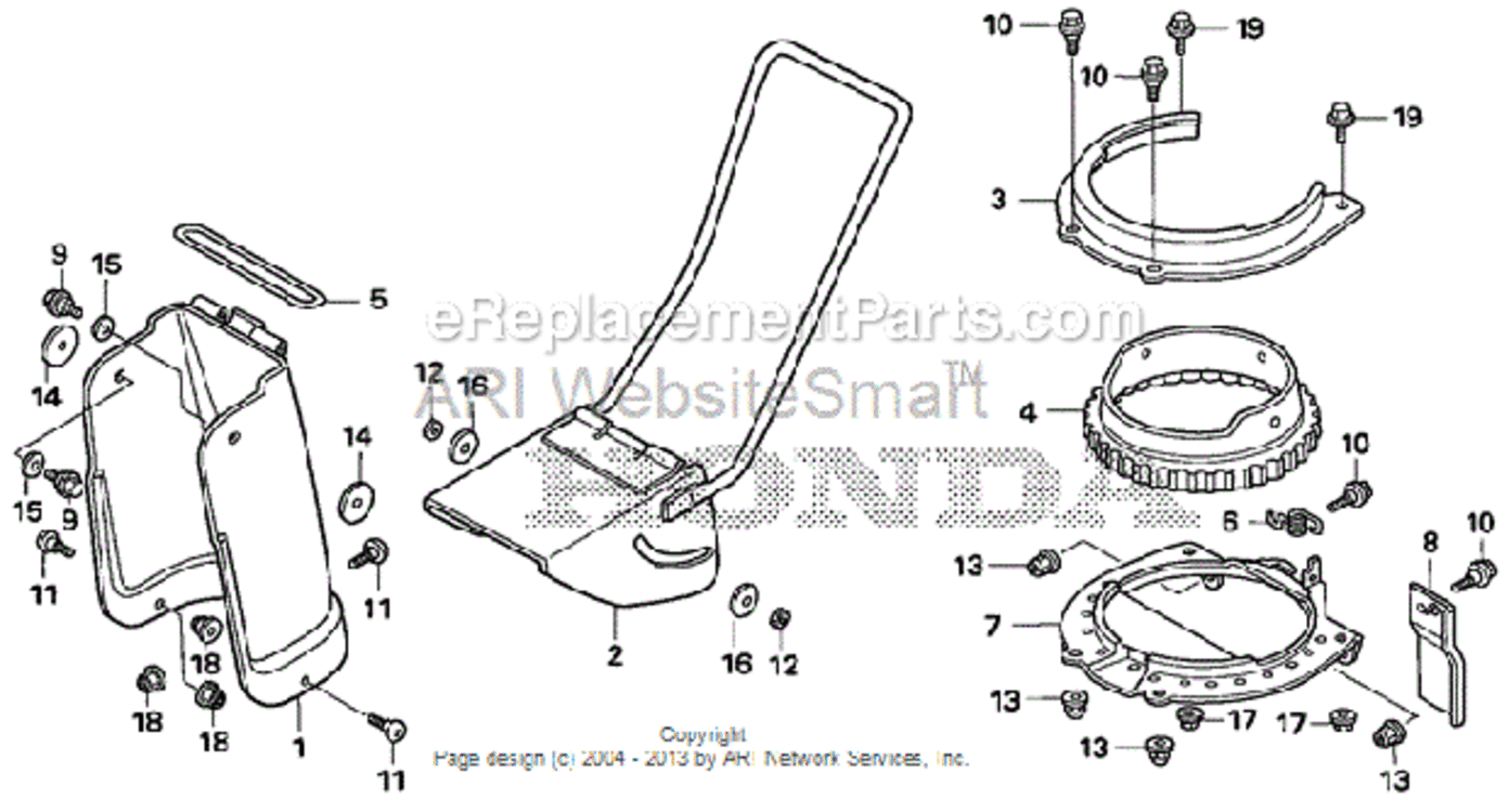 Chuter Diagram and Parts List for HS520 Type ASVIN# SZBG-6000001 to SZBG-6099999 Honda Snow Blower