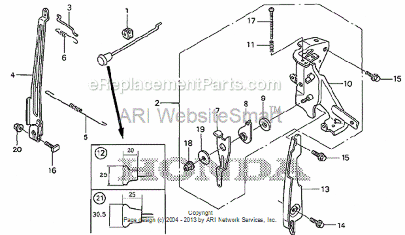 Control Diagram and Parts List for HS520 Type ASVIN# SZBG-6000001 to SZBG-6099999 Honda Snow Blower