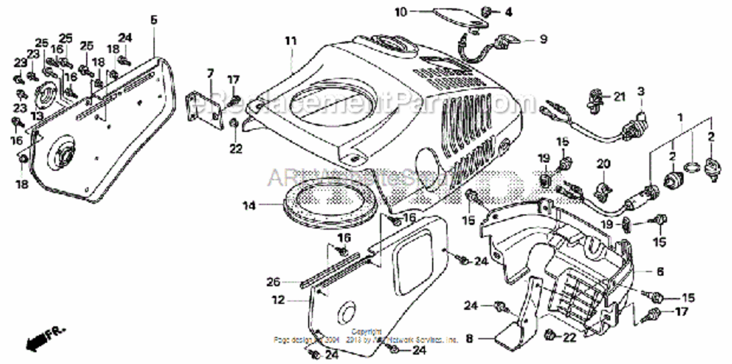 Cover Diagram and Parts List for HS520 Type ASVIN# SZBG-6000001 to SZBG-6099999 Honda Snow Blower