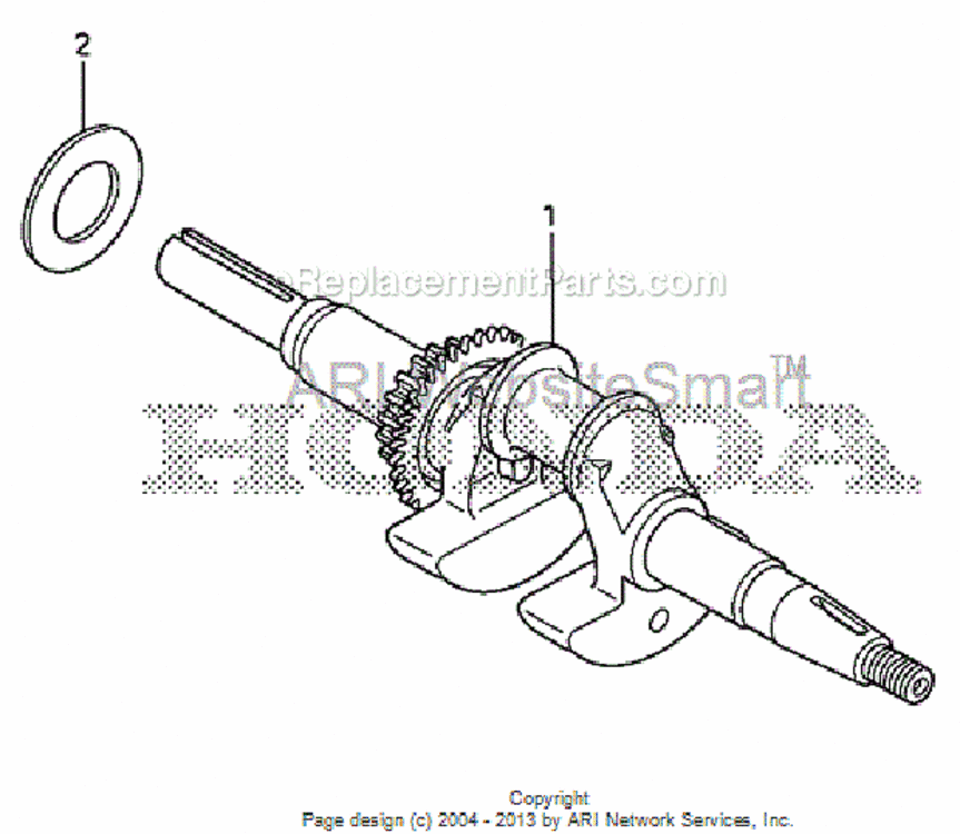 Crankshaft Diagram and Parts List for HS520 Type ASAVIN# SZBG-6000001 to SZBG-6099999 Honda Snow Blower