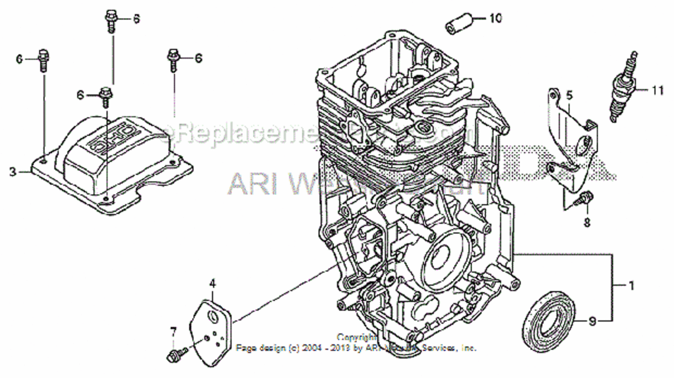 Cylinder Diagram and Parts List for HS520 Type ASAVIN# SZBG-6000001 to SZBG-6099999 Honda Snow Blower