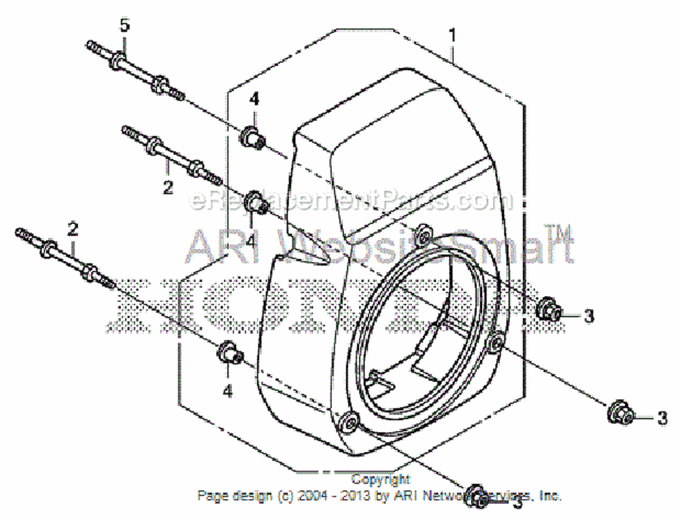 Fan Cover Diagram and Parts List for HS520 Type ASAVIN# SZBG-6000001 to SZBG-6099999 Honda Snow Blower