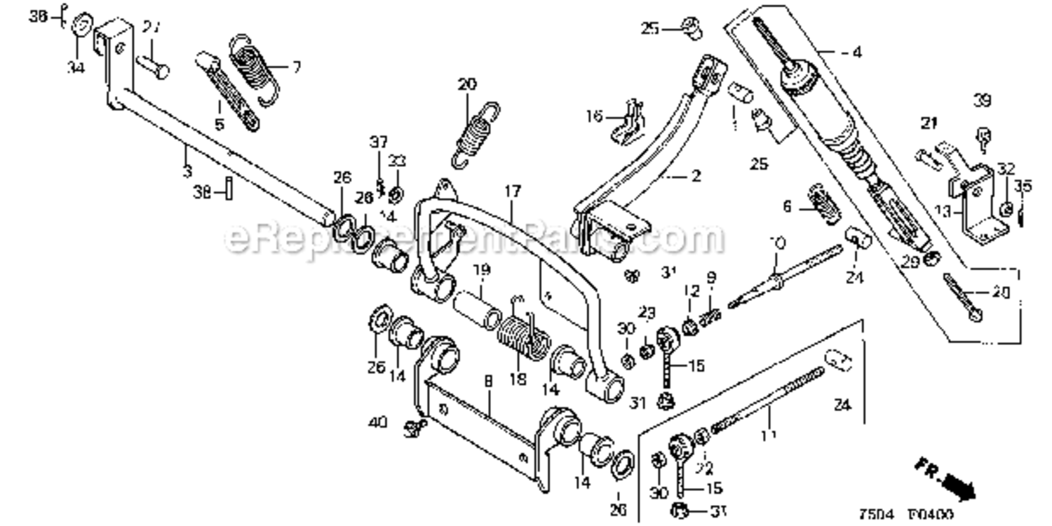 Clutch Arm  Damper Diagram and Parts List for HT3810K1  Honda Lawn Tractor