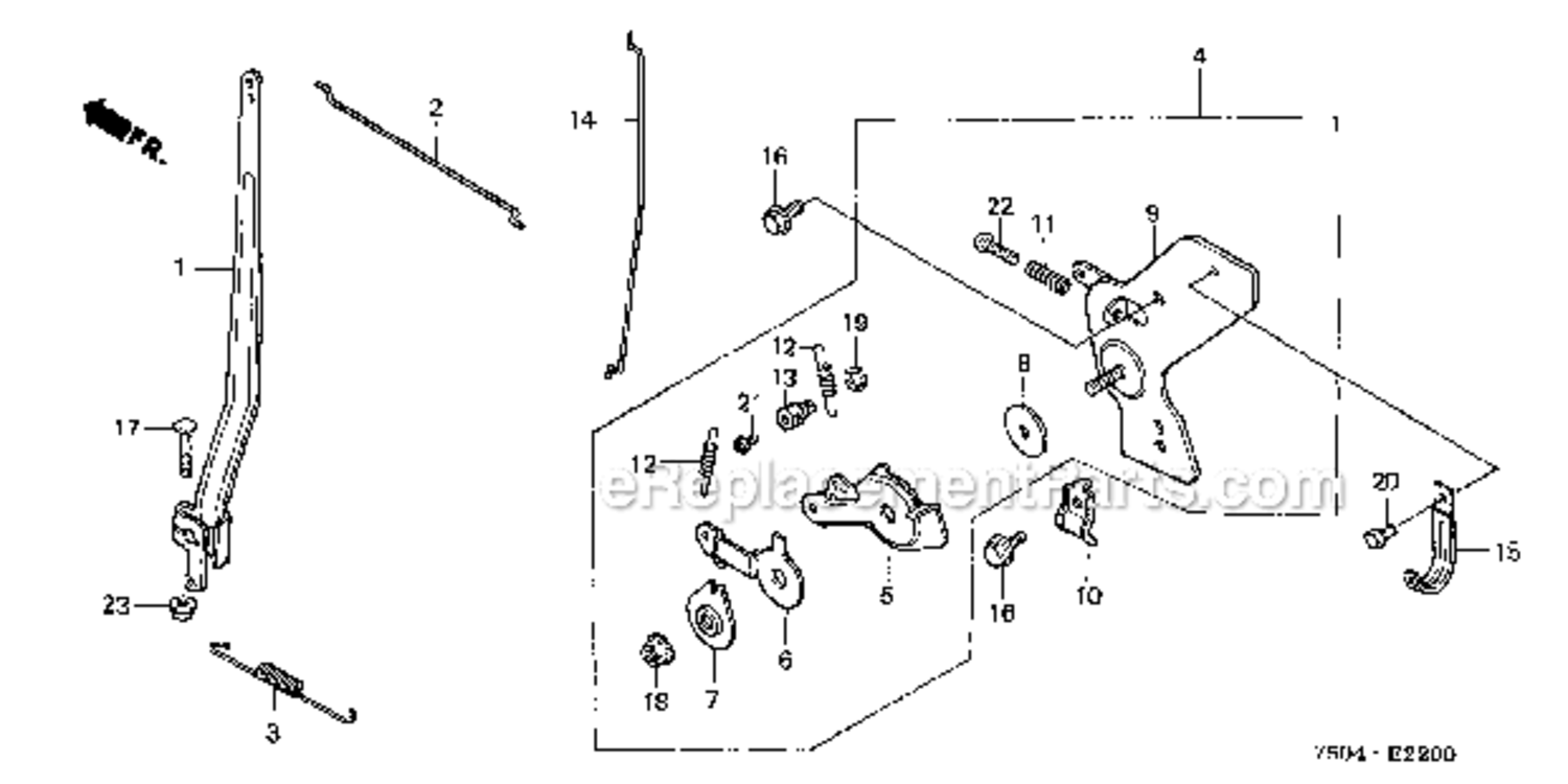 Control Diagram and Parts List for HT3810K1  Honda Lawn Tractor