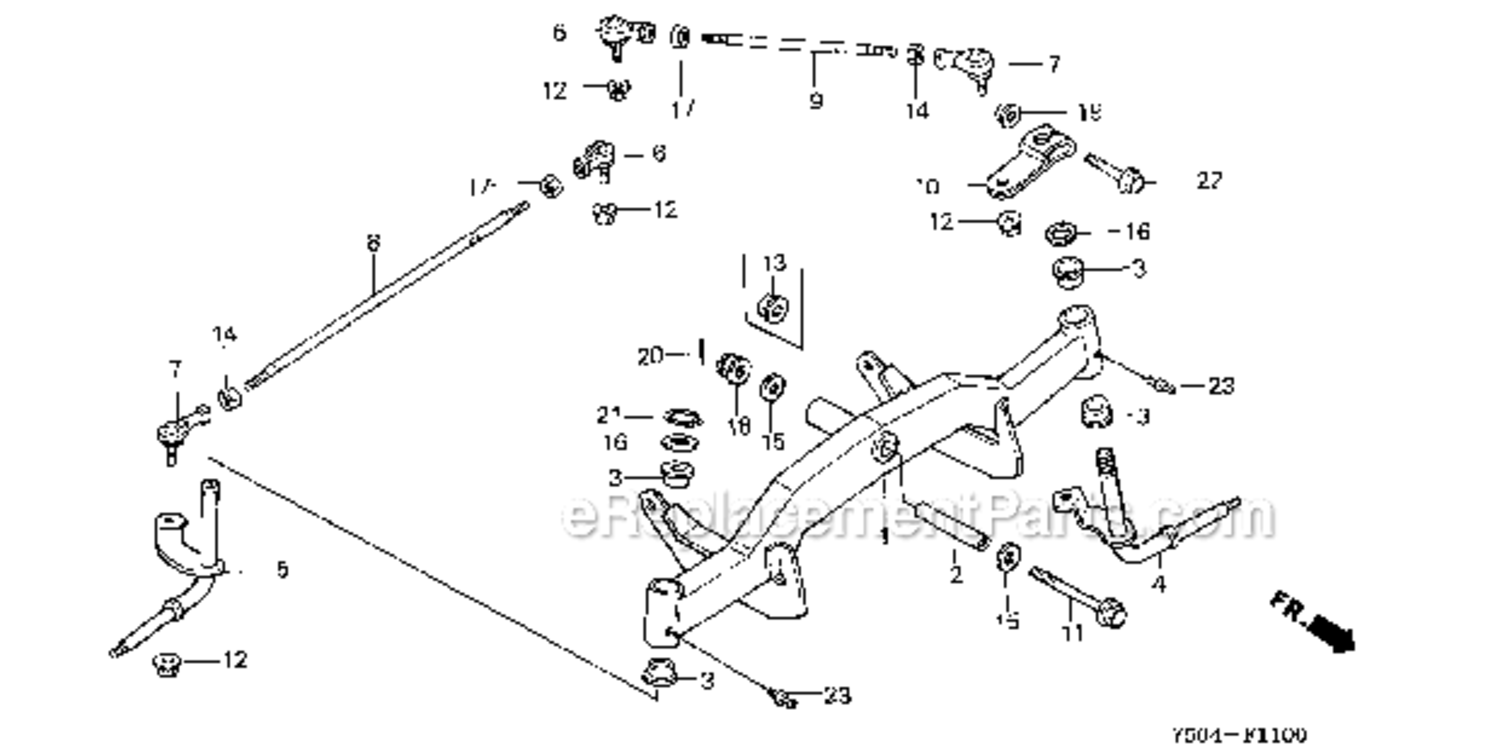 Front Axle  Tie Rod Diagram and Parts List for HT3810K1  Honda Lawn Tractor