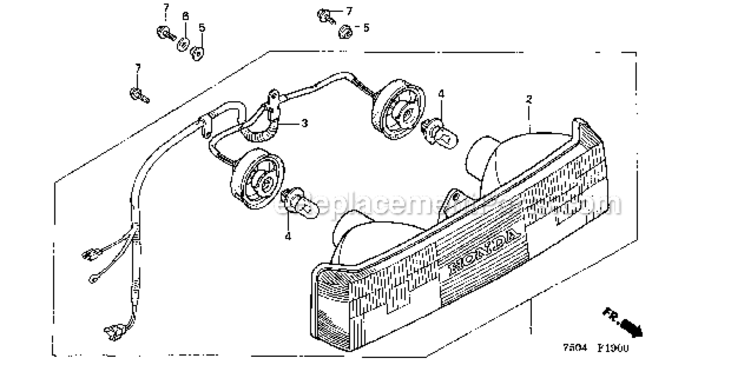 Headlight Diagram and Parts List for HT3810K1  Honda Lawn Tractor